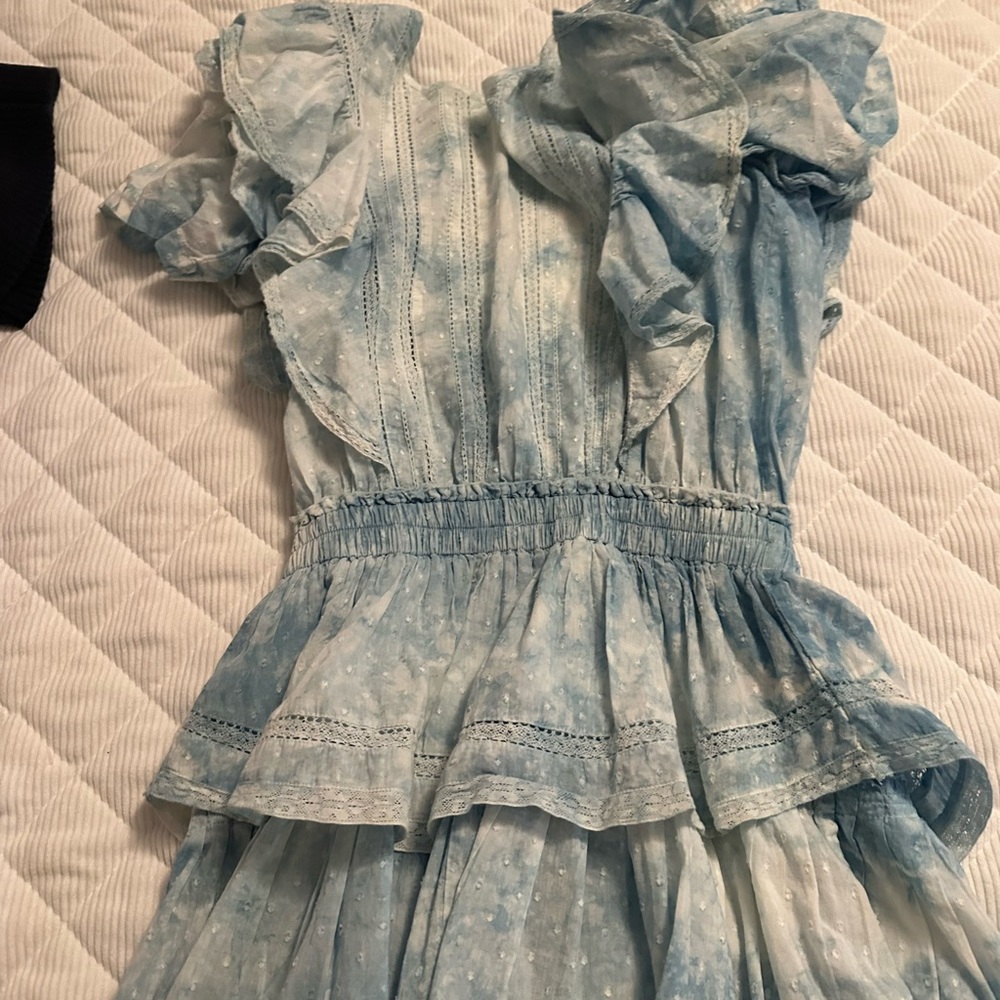 LoveShackFancy Natasha Blue Ruffle Dress